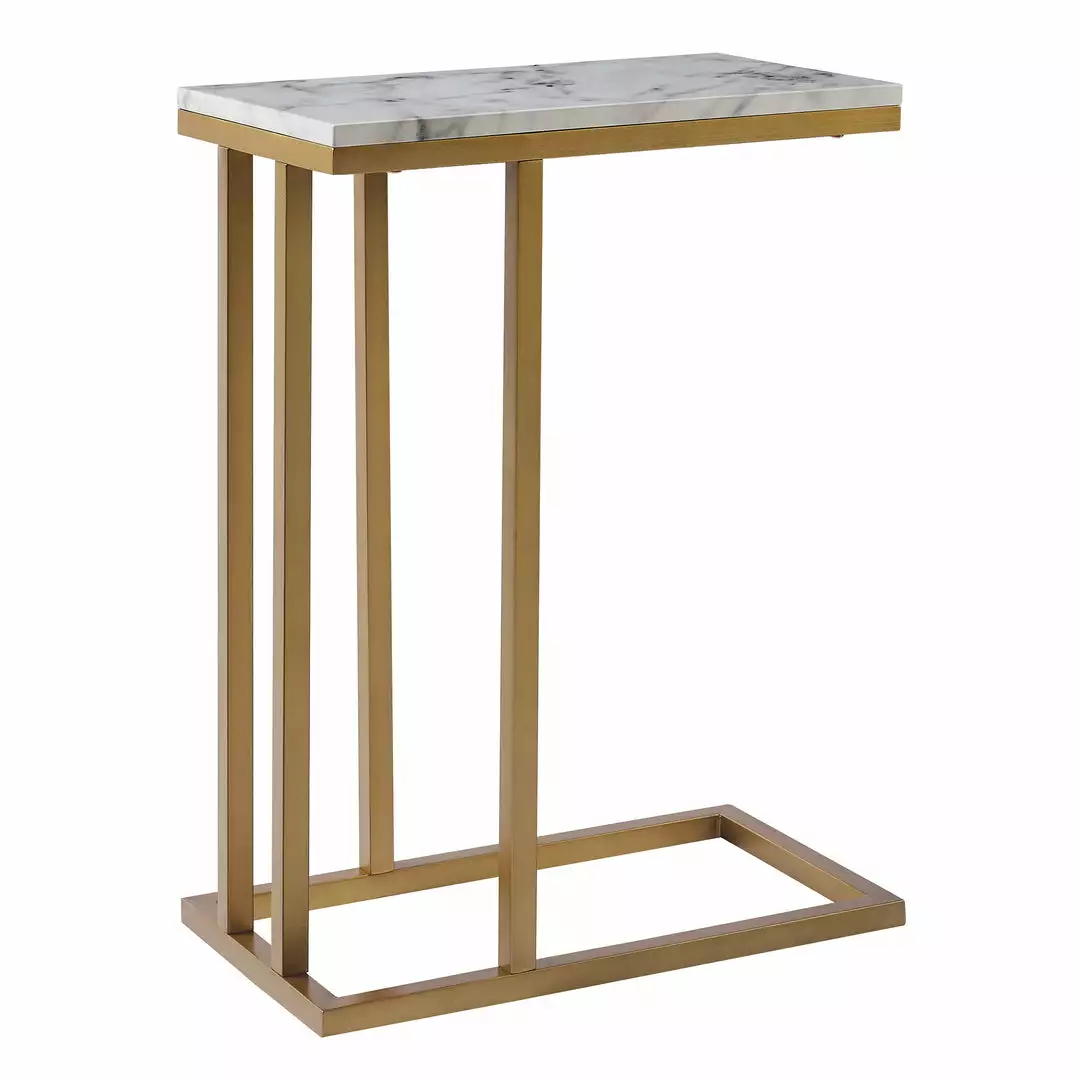 TeamsonUS Teamson Home Marmo Modern Marble-Look C Shape Side Table, Marble/Brass 7 TeamsonUS Teamson Home Marmo Modern Marble-Look C Shape Side Table, Marble/Brass