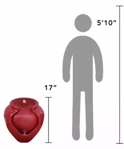 TeamsonUS Teamson Home Outdoor Glazed Pot Floor Fountain With LED Lights, Red