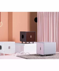 TeamsonUS Teamson Pets Dyad Wooden Cat Litter Box Enclosure And Side Table, Alpine White