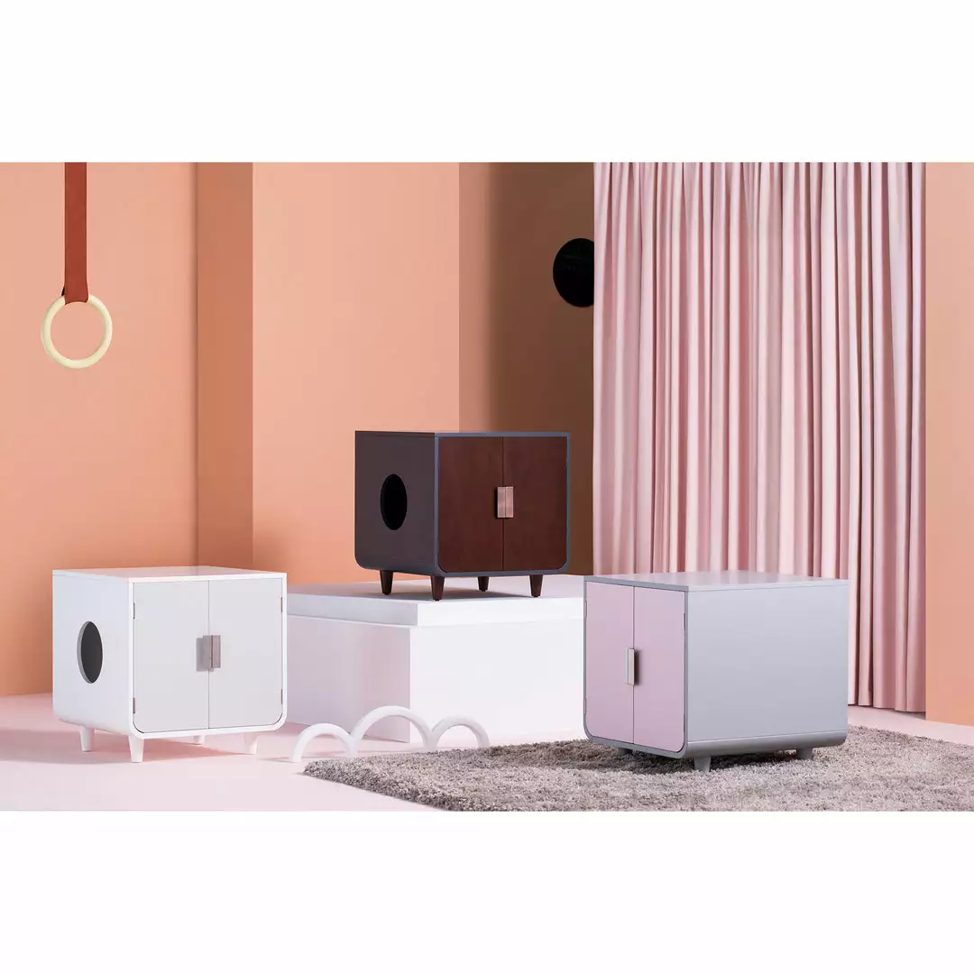 TeamsonUS Teamson Pets Dyad Wooden Cat Litter Box Enclosure And Side Table, Alpine White