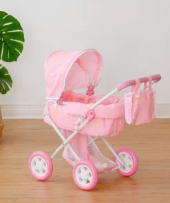 TeamsonUS Kids Olivia's Little World Twinkle Stars Princess Deluxe Baby Doll Stroller, Pink/White