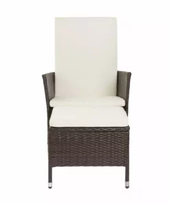 TeamsonUS Teamson Home Outdoor Rattan Patio Lounge Chair With Pull-Out Ottoman And Cushions, Brown/White 14 TeamsonUS Teamson Home Outdoor Rattan Patio Lounge Chair With Pull-Out Ottoman And Cushions, Brown/White