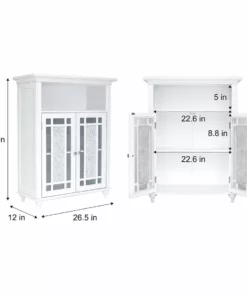 TeamsonUS Teamson Home Windsor Wooden Floor Cabinet With Glass Mosaic Doors, White