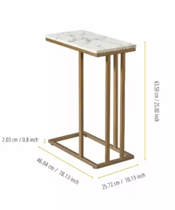 TeamsonUS Teamson Home Marmo Modern Marble-Look C Shape Side Table, Marble/Brass 10 TeamsonUS Teamson Home Marmo Modern Marble-Look C Shape Side Table, Marble/Brass