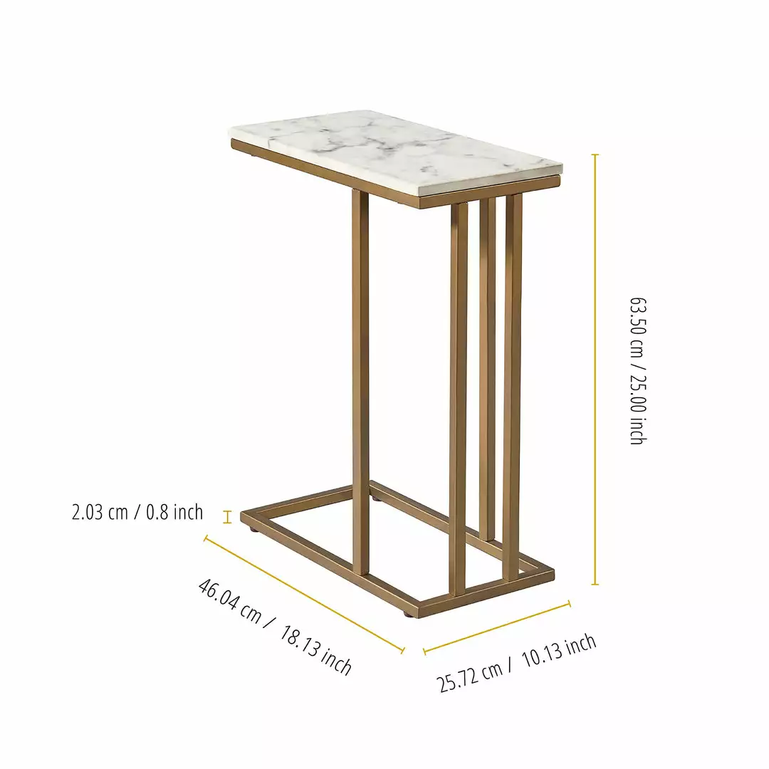 TeamsonUS Teamson Home Marmo Modern Marble-Look C Shape Side Table, Marble/Brass 6 TeamsonUS Teamson Home Marmo Modern Marble-Look C Shape Side Table, Marble/Brass