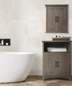 TeamsonUS Teamson Home Russell Farmhouse Wooden Removable Cabinet, Salt Oak