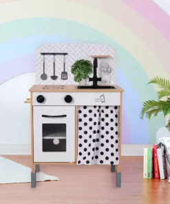 TeamsonUS Teamson Kids Little Chef Philly Modern Wooden Kitchen Playset, White/Natural