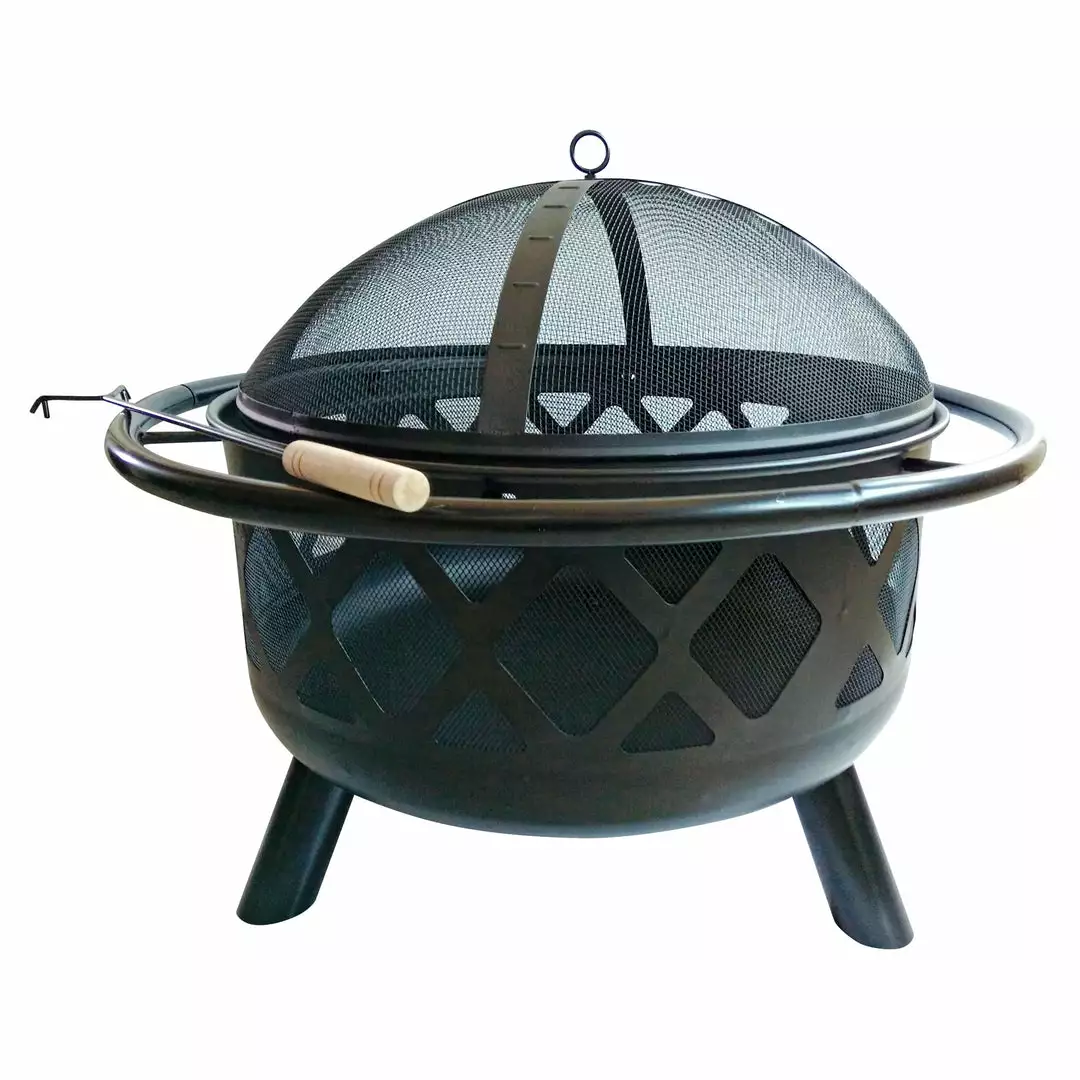 TeamsonUS Teamson Home 30" Outdoor Round Wood Burning Fire Pit With Steel Base, Black 5 TeamsonUS Teamson Home 30" Outdoor Round Wood Burning Fire Pit With Steel Base, Black