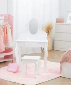 TeamsonUS Fantasy Fields Little Princess Rapunzel Vanity With Mirror, Drawers And Stool, White New
