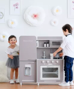 TeamsonUS Teamson Kids Little Chef Mayfair Classic Kids Kitchen Playset With 11 Accessories, Gray