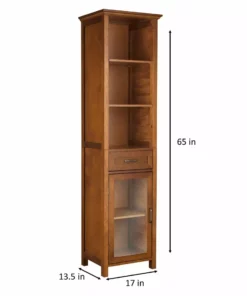 TeamsonUS Teamson Home Oil Oak Finish Bathroom Linen Storage Cabinet With 1 Drawer And 3 Open Shelves, Brown 12 TeamsonUS Teamson Home Oil Oak Finish Bathroom Linen Storage Cabinet With 1 Drawer And 3 Open Shelves, Brown