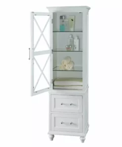 TeamsonUS Teamson Home Blue Ridge Wooden Linen Tower Cabinet With Adjustable Shelves, White 7 TeamsonUS Teamson Home Blue Ridge Wooden Linen Tower Cabinet With Adjustable Shelves, White