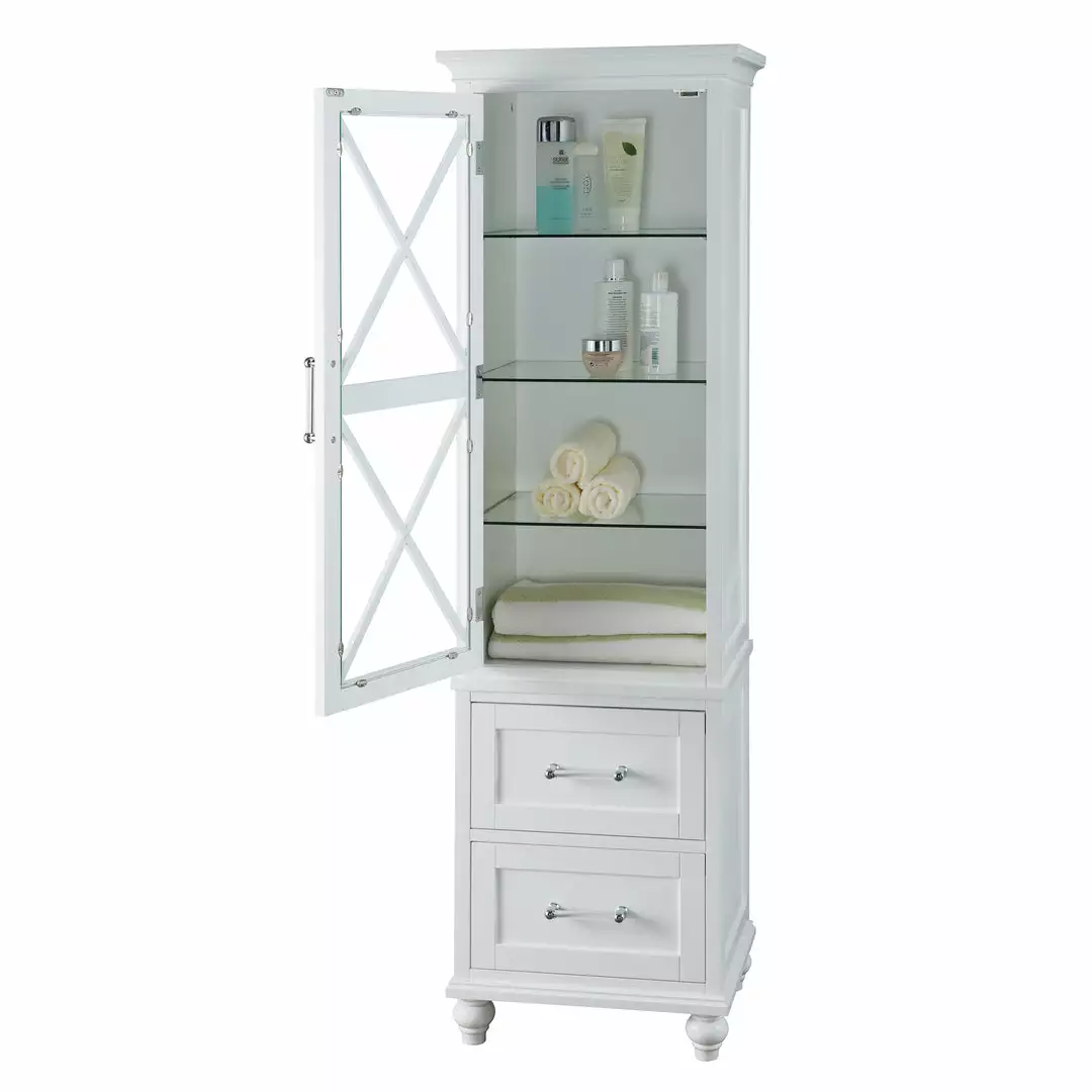 TeamsonUS Teamson Home Blue Ridge Wooden Linen Tower Cabinet With Adjustable Shelves, White 5 TeamsonUS Teamson Home Blue Ridge Wooden Linen Tower Cabinet With Adjustable Shelves, White