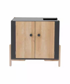 TeamsonUS Teamson Pets Ryder Elevated Wooden Cat Litter Box Enclosure With Side Entrance New