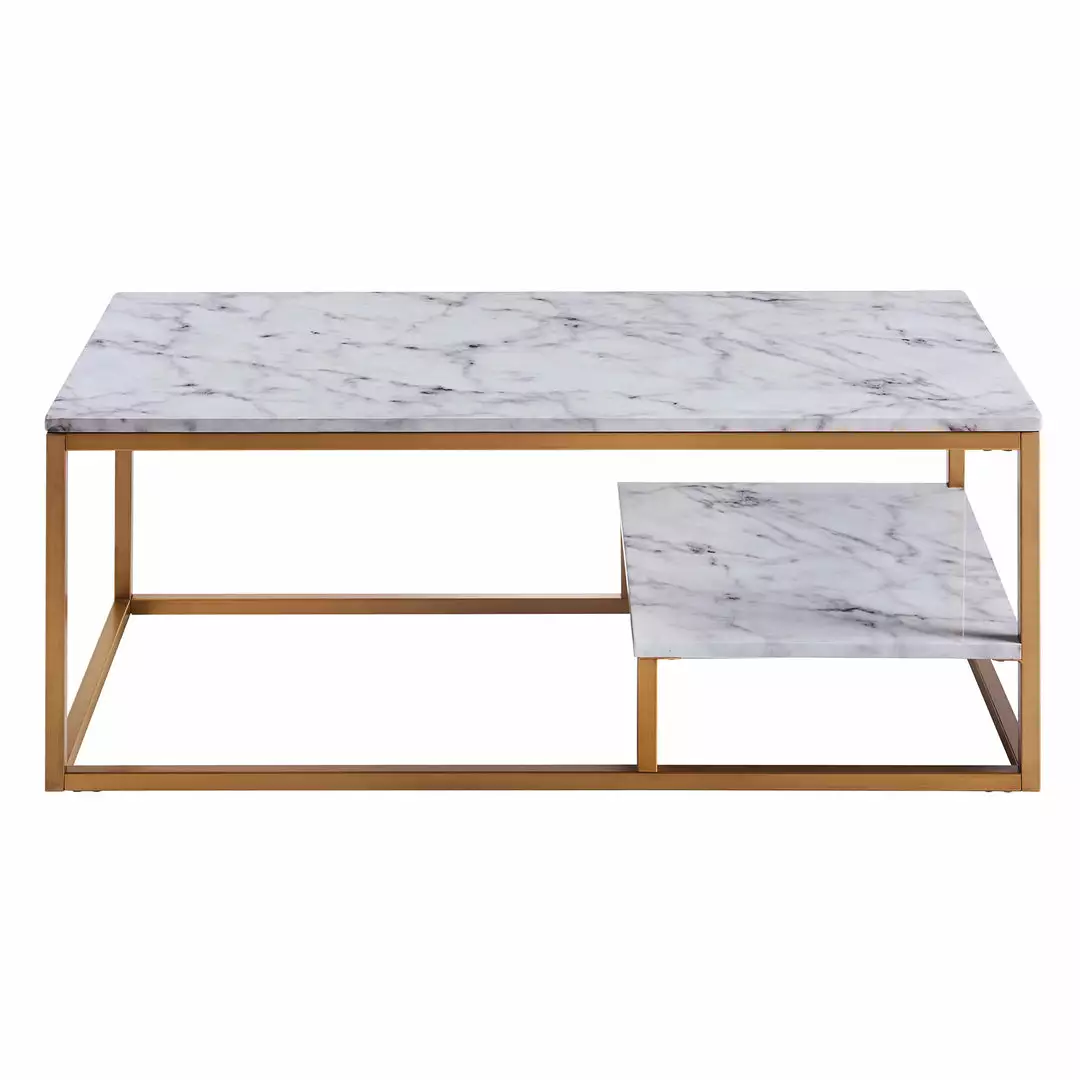 TeamsonUS Teamson Home Marmo Modern Marble-Look Coffee Table With Shelf, Marble/Brass 7 TeamsonUS Teamson Home Marmo Modern Marble-Look Coffee Table With Shelf, Marble/Brass