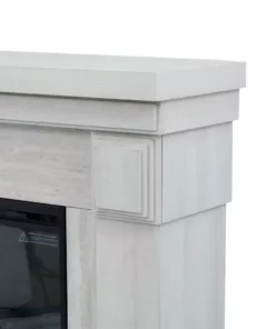 TeamsonUS New Teamson Home Hestia Electric Fireplace Mantel With Gray Faux Marble, White