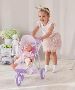 TeamsonUS Olivia's Little World - Baby Doll Jogging Stroller - Purple / Stars Kids