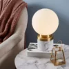 TeamsonUS Teamson Home Claire 12" Table Lamp With Marble Base And White Sphere Shade, Marble/Brass