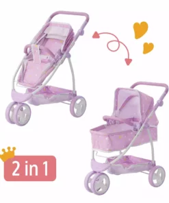 TeamsonUS Olivia's Little World Twinkle Stars Princess 2-in-1 Baby Doll Stroller, Purple