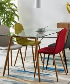 TeamsonUS Teamson Home Minimalist Glass Top Dining Table With Wood Base, Natural