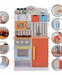 TeamsonUS Teamson Kids - Little Chef Florence Classic Play Kitchen - Coral Red / Twilight