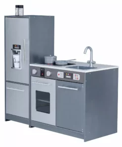 TeamsonUS Teamson Kids Little Chef Milano Classic Kids Kitchen Playset With 10 Accessories, Gray