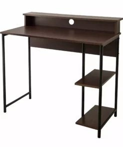 TeamsonUS Teamson Home 35" Wooden Home Office Computer Desk With Metal Base And Storage, Natural/Black