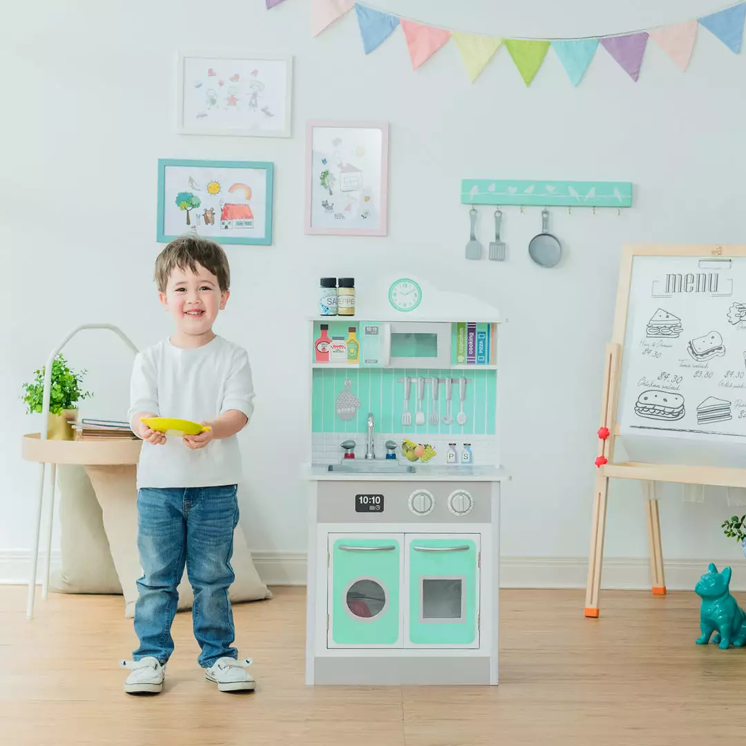 TeamsonUS Teamson Kids - Little Chef Madrid Classic Play Kitchen - Mint / Grey 4 TeamsonUS Teamson Kids - Little Chef Madrid Classic Play Kitchen - Mint / Grey