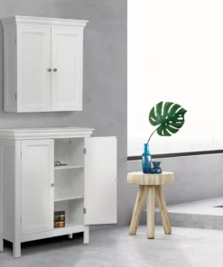 TeamsonUS Teamson Home Stratford Two Door Removable Wall Cabinet With Two Contemporary Style Doors, White