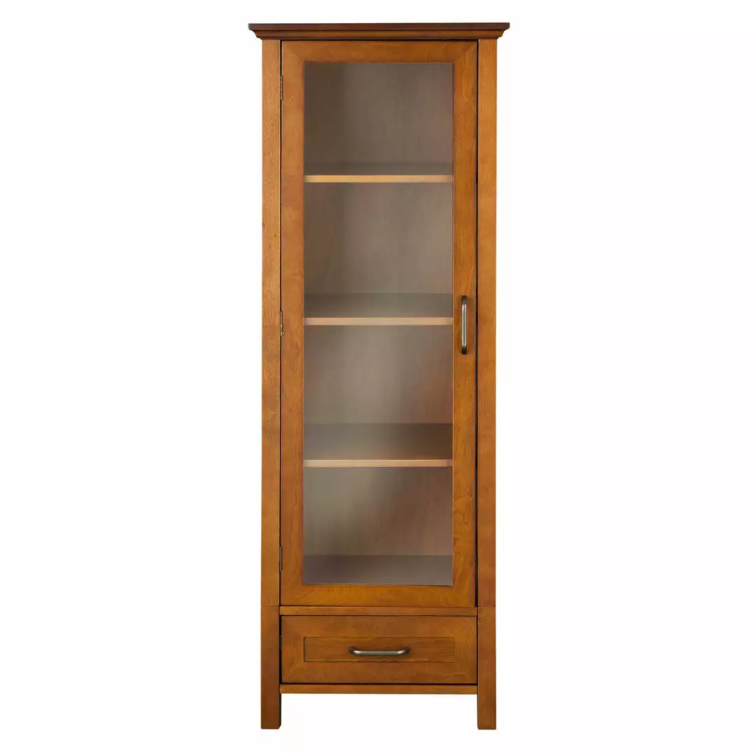 TeamsonUS Teamson Home Avery Wooden Linen Tower Cabinet With Storage, Oiled Oak 3 TeamsonUS Teamson Home Avery Wooden Linen Tower Cabinet With Storage, Oiled Oak