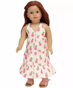 TeamsonUS Sophia's Pineapple Print Maxi Dress For 18" Dolls, Ivory Kids
