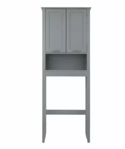 TeamsonUS Teamson Home Mercer Mid Century Modern Wooden Over-the-Toilet Storage Cabinet With Doors, Gray 12 TeamsonUS Teamson Home Mercer Mid Century Modern Wooden Over-the-Toilet Storage Cabinet With Doors, Gray