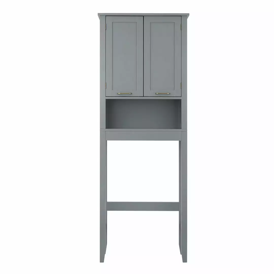 TeamsonUS Teamson Home Mercer Mid Century Modern Wooden Over-the-Toilet Storage Cabinet With Doors, Gray 7 TeamsonUS Teamson Home Mercer Mid Century Modern Wooden Over-the-Toilet Storage Cabinet With Doors, Gray