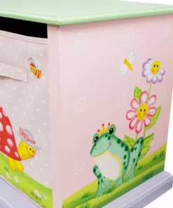 TeamsonUS Fantasy Fields Magic Garden Kids Wooden Storage Cubby Bench, Pink