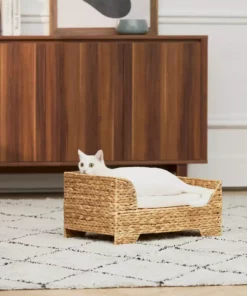 TeamsonUS Teamson Pets Neith Wicker Seagrass Pet Cat Or Small Dog Daybed, Tan/Cream 13 TeamsonUS Teamson Pets Neith Wicker Seagrass Pet Cat Or Small Dog Daybed, Tan/Cream