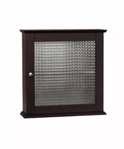 TeamsonUS Teamson Home Chesterfield Removable Wooden Medicine Cabinet With Waffle Glass Door, Espresso