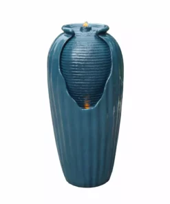 TeamsonUS Teamson Home Indoor/Outdoor Contemporary Glazed Contoured Vase Water Fountain With LED Lights, Blue 20 TeamsonUS Teamson Home Indoor/Outdoor Contemporary Glazed Contoured Vase Water Fountain With LED Lights, Blue