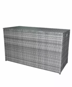 TeamsonUS Teamson Home Wicker 154 Gallon Outdoor Deck Box For Cushions Or Pool Accessory Storage, Gray New