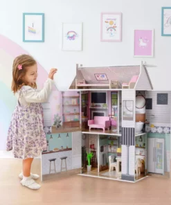 TeamsonUS New Olivia's Little World Wooden Dreamland Farmhouse Dollhouse Set