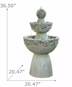 TeamsonUS Teamson Home Outdoor Stone-Look 3-Tier Pedestal Floor Fountain, Gray 11 TeamsonUS Teamson Home Outdoor Stone-Look 3-Tier Pedestal Floor Fountain, Gray