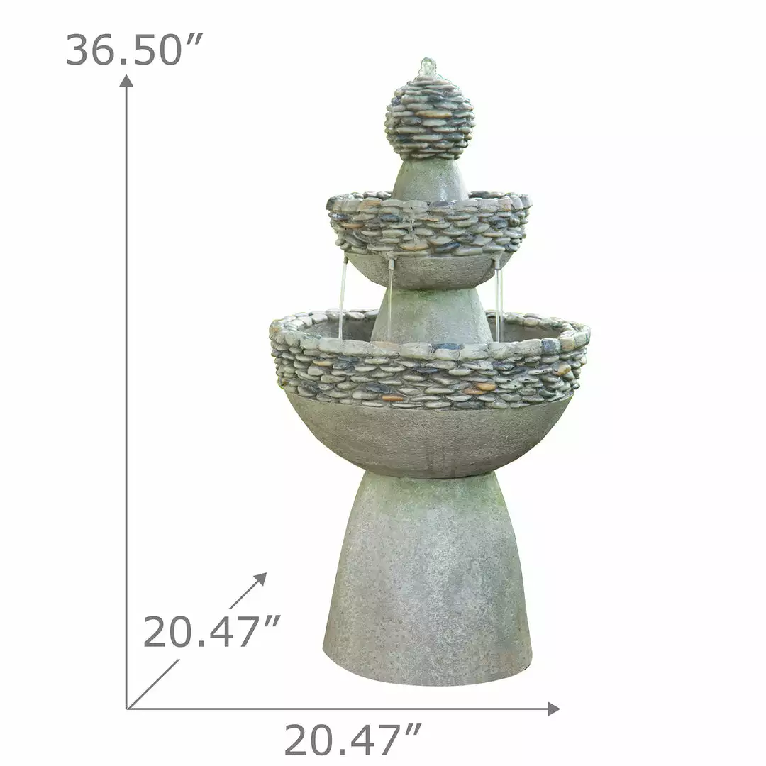 TeamsonUS Teamson Home Outdoor Stone-Look 3-Tier Pedestal Floor Fountain, Gray 6 TeamsonUS Teamson Home Outdoor Stone-Look 3-Tier Pedestal Floor Fountain, Gray