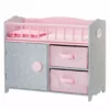 TeamsonUS Olivia's Little World Polka Dots Princess Baby Doll Crib With Storage Closet And Drawers, Gray/Pink Kids
