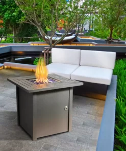 TeamsonUS Teamson Home Outdoor Square 30" Propane Gas Fire Pit With Steel Base