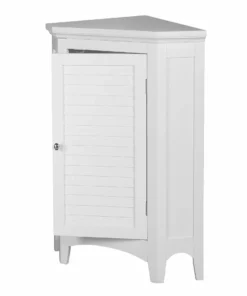 TeamsonUS Teamson Home Glancy Wooden Corner Floor Cabinet With Shutter Door, White