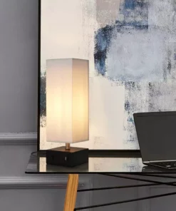 TeamsonUS Teamson Home Colette 14.5" Modern Metal Table Lamp With Square Shade And USB Port, Black/White 10 TeamsonUS Teamson Home Colette 14.5