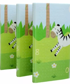 TeamsonUS Teamson Kids Reversible Safari Animal/Garden Insects Soft Foam Crawling Mat For Babies, Blue/Gray