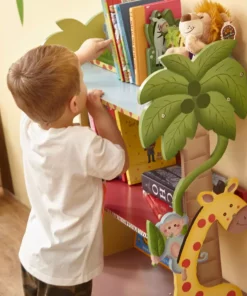 TeamsonUS Fantasy Fields Kids Painted Wooden Sunny Safari Bookshelf With Storage Drawer, Multicolor