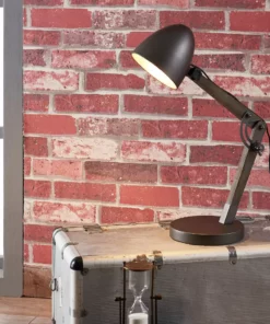 TeamsonUS Teamson Home Lexi Modern Reading Table Lamp With Black Shade And Brushed Steel Finish