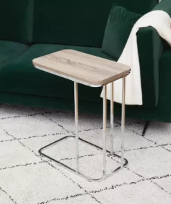 TeamsonUS Teamson Home Cora 20" C-Table With Wood Grain Finish And Metal Base, Brown