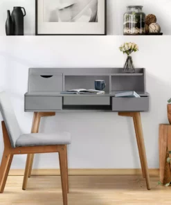 TeamsonUS Teamson Home Creativo Wooden Writing Desk With Storage, Light Gray/Natural